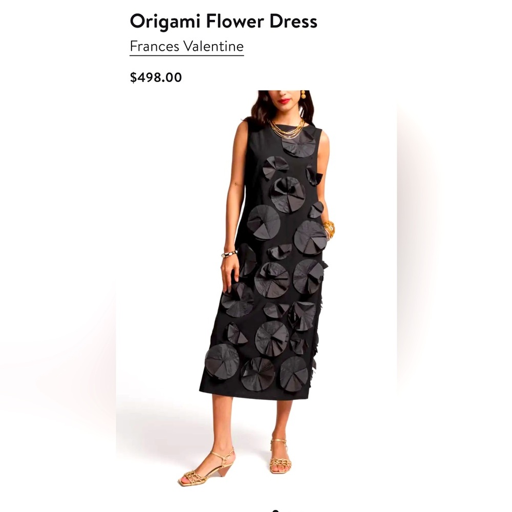 Frances Valentine Black Sheath Midi Dress Sleeveless Crew Neck